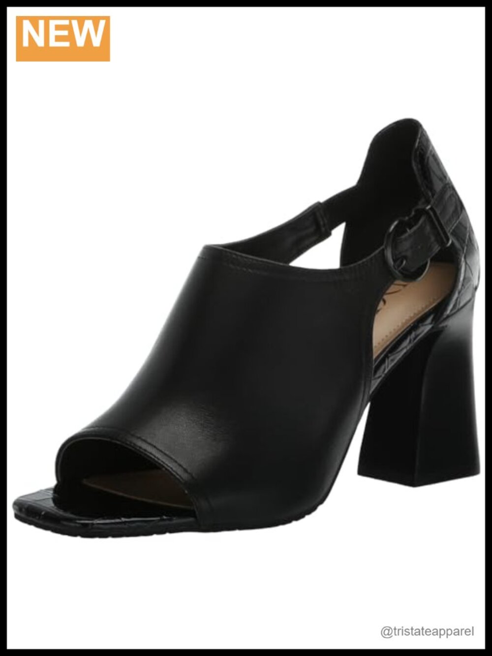 Nappa Leather Block Heel Shootie Square Toe Ankle Strap